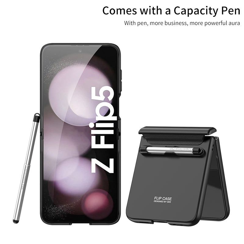 GKK pro Samsung Galaxy Z Flip5 5G pouzdro s magnetickým pantem kryt PC telefonu s malým dotykovým perem GKK pro Samsung Galaxy Z Flip5 5G pouzdro s magnetickým pantem kryt PC telefonu s malým dotykovým perem